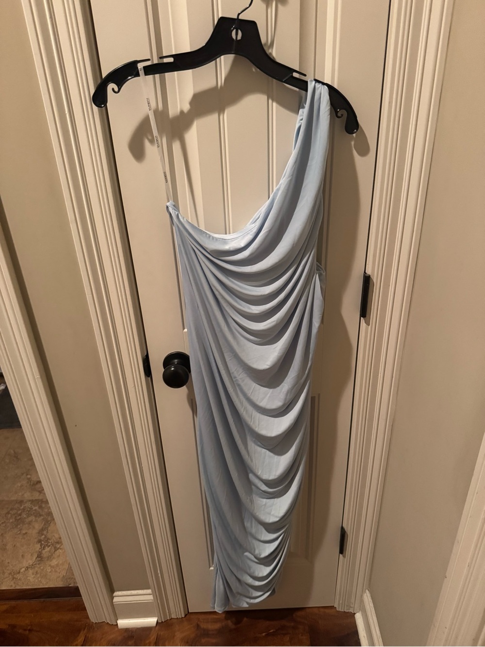 Eloquii One-Shoulder Draped Light Blue Maxi Dress